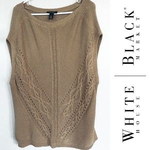 WHBM Tan Sleeveless Knit Tunic Sweater NWOT Size L